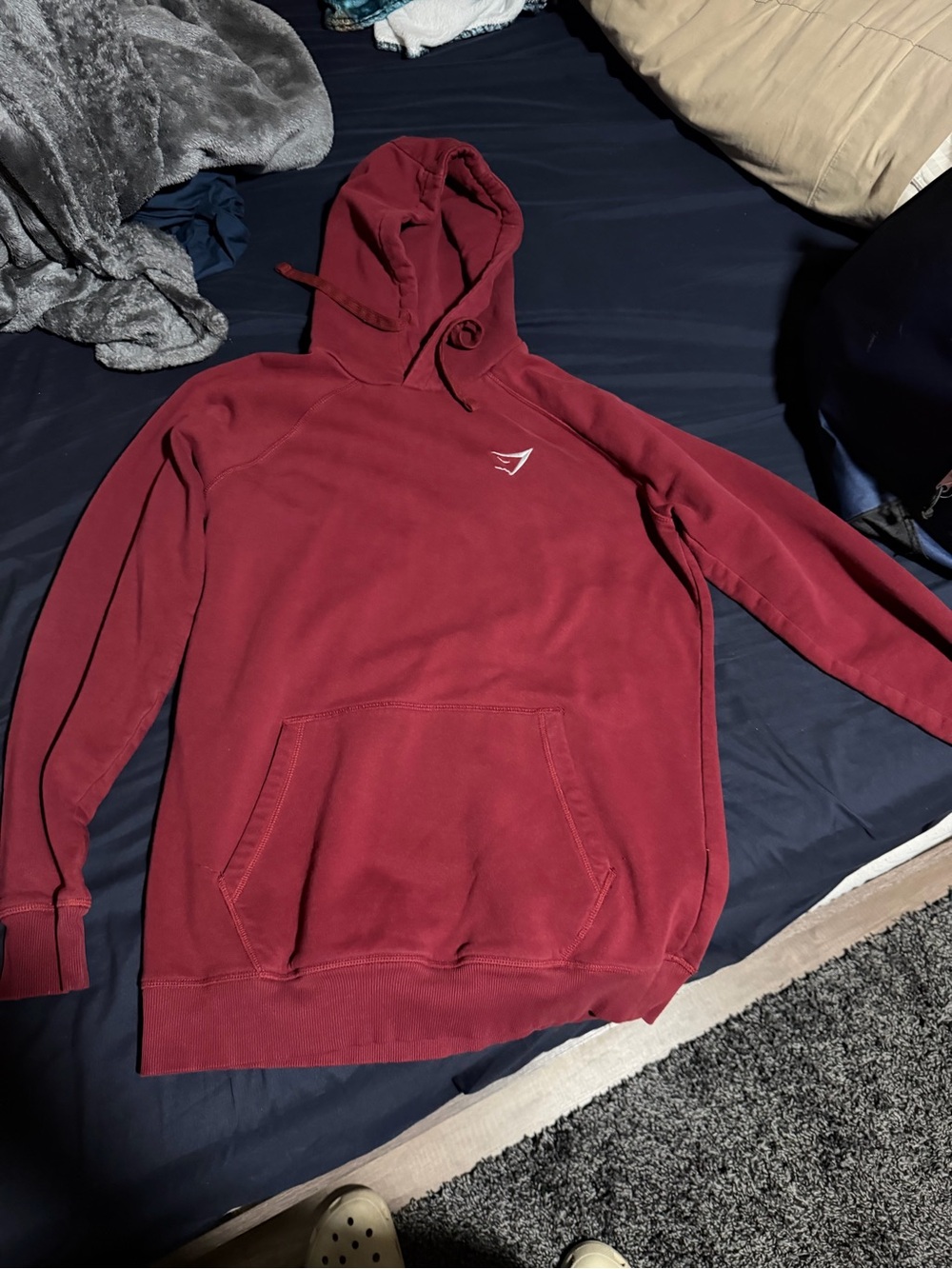 Gymshark Maroon Pullover Hoodie with Small Logo
